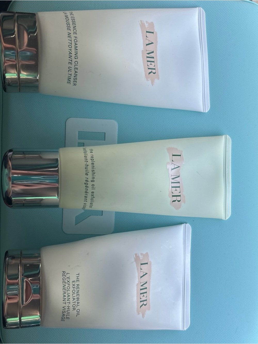 La Mer Trio in White and Pale Green with Silver Caps